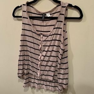 💙 Flowy Button Up Tank w/ Black Stripes